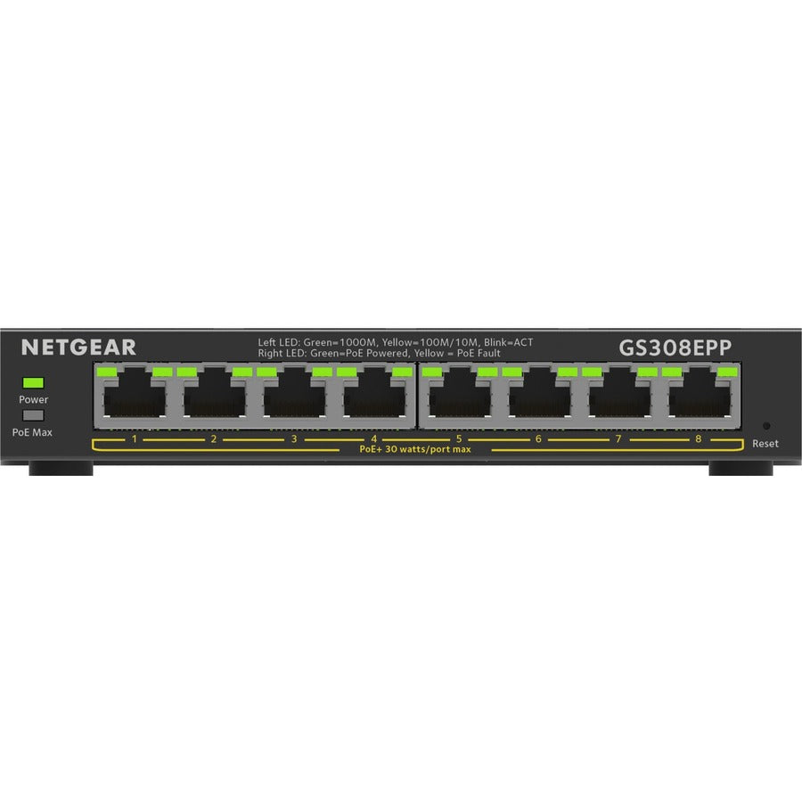 Commutateur Netgear Gigabit Ethernet PoE+ Smart Managed Plus à 8 ports GS308EPP-100NAS