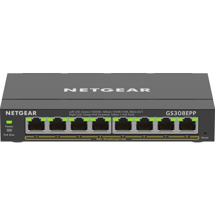 Commutateur Netgear Gigabit Ethernet PoE+ Smart Managed Plus à 8 ports GS308EPP-100NAS