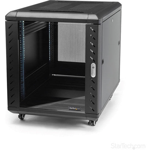 StarTech.com 12U AV Rack Cabinet - Network Rack with Glass Door - 19 inch Computer Cabinet for Server Room or Office (RK1236BKF) RK1236BKF