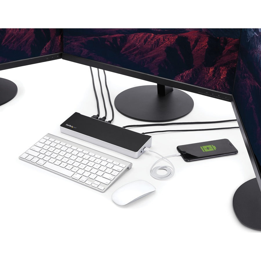 StarTech.com Station d'accueil USB C 4K - Station d'accueil pour triple moniteur UHD 4K - Mac et Windows - USB C vers HDMI et DisplayPort - 60 W PD 5 ports USB 3.0 DK30CH2DPPD