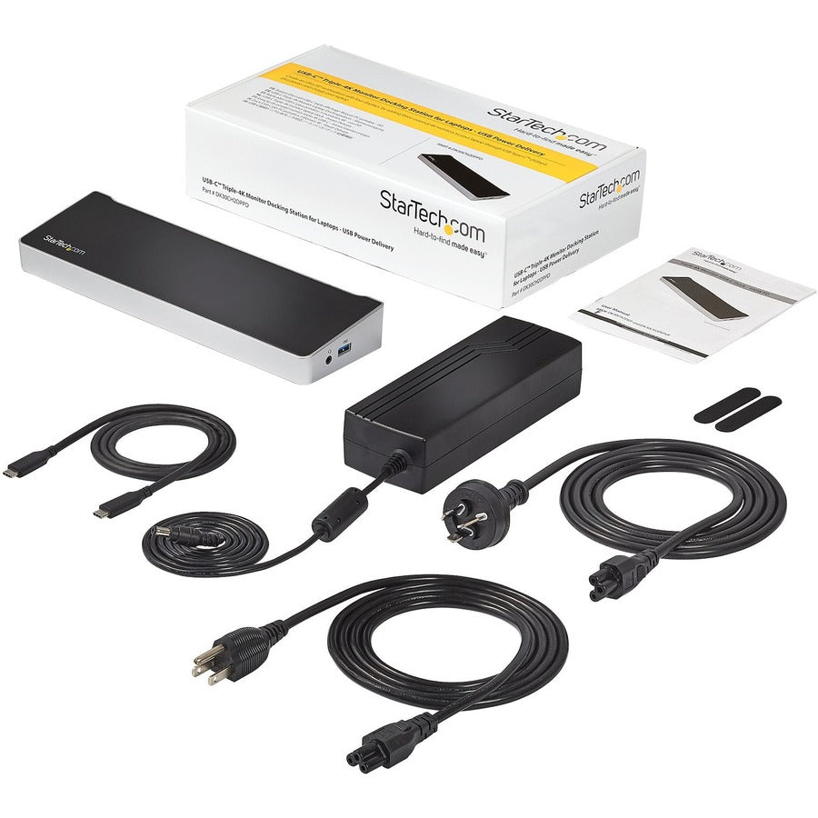 StarTech.com Station d'accueil USB C 4K - Station d'accueil pour triple moniteur UHD 4K - Mac et Windows - USB C vers HDMI et DisplayPort - 60 W PD 5 ports USB 3.0 DK30CH2DPPD